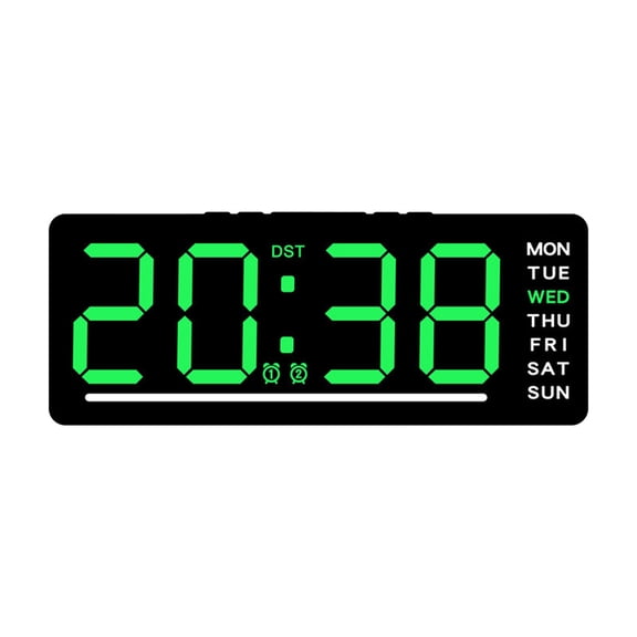 Twfbrm Digital Alarm Clock Electronic Clock for Bedroom, Dual Alarm, Date, Seconds,Day of Week,12/24h, Desk Clock, LED Clock for Living Room, Calendar Digital Black Clock