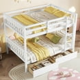 thumbnail image 4 of Harper & Bright Designs Detachable Bunk Bed Full Over Full with Drawers, Wood Bunk Bed Frame with Guardrail and Ladder, Separate into 2 Twin Beds, White, 4 of 16