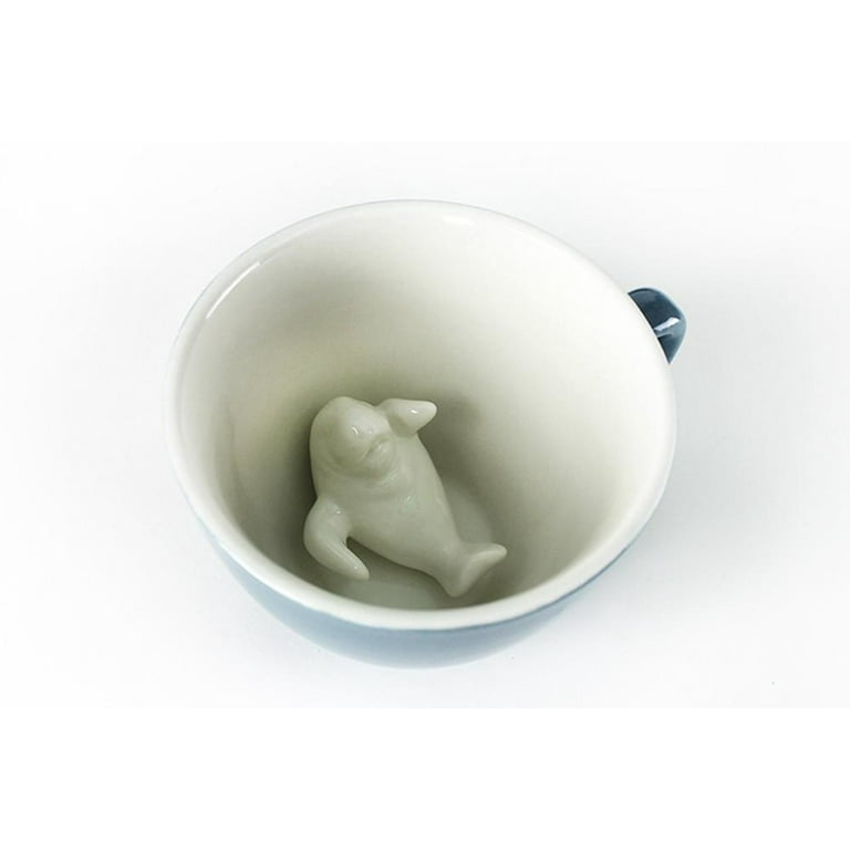Creature Cups Hidden Manatee 11oz. Wedgewood Blue Ceramic Coffee or Tea Mug