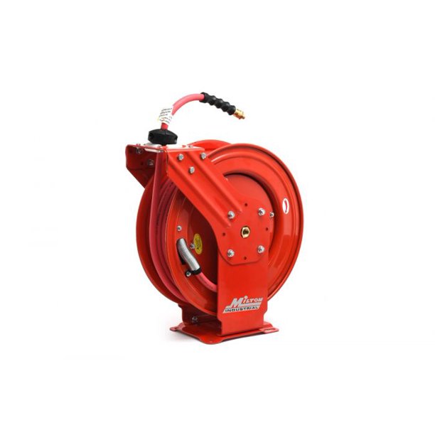 Milton Air Hose Reel w/ Auto Retractable Steel Dual Arm, 3/8" MNPT x