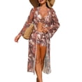thumbnail image 4 of DAFEI Women's 3 Pieces Bikini Set Geo Print Bathing Suit Drawstring Swimsuit with Cover Ups Kimono, 4 of 4