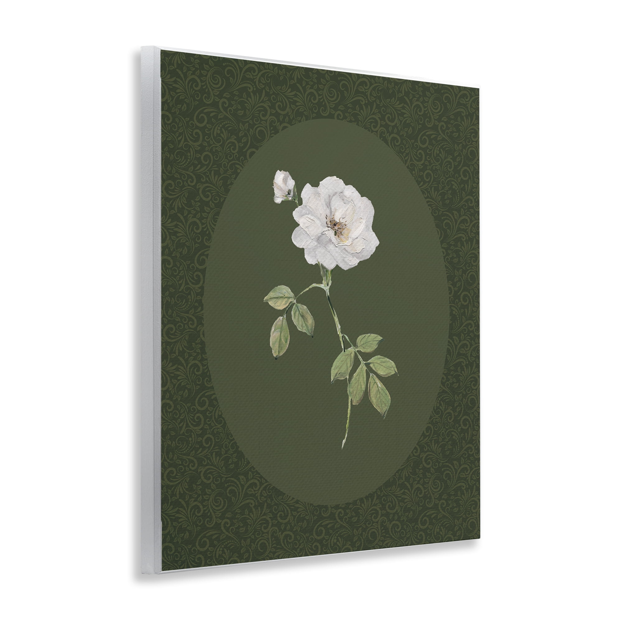 Stupell Industries White Rose on Emerald Wall Plaque Art, design by Sally Swatland