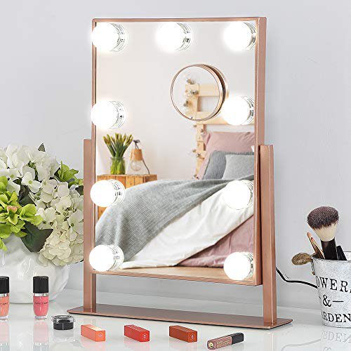 Fenchilin Hollywood Mirror With Light Large Lighted Makeup Vanity Smart Touch Control 3colors Dimable Detachable 10x Magnification 360 Rotation Rose Gold Com Fenchilin Hollywood Mirror With Light, Fenchilin Hollywood Makeup Mirror With Bluetooth