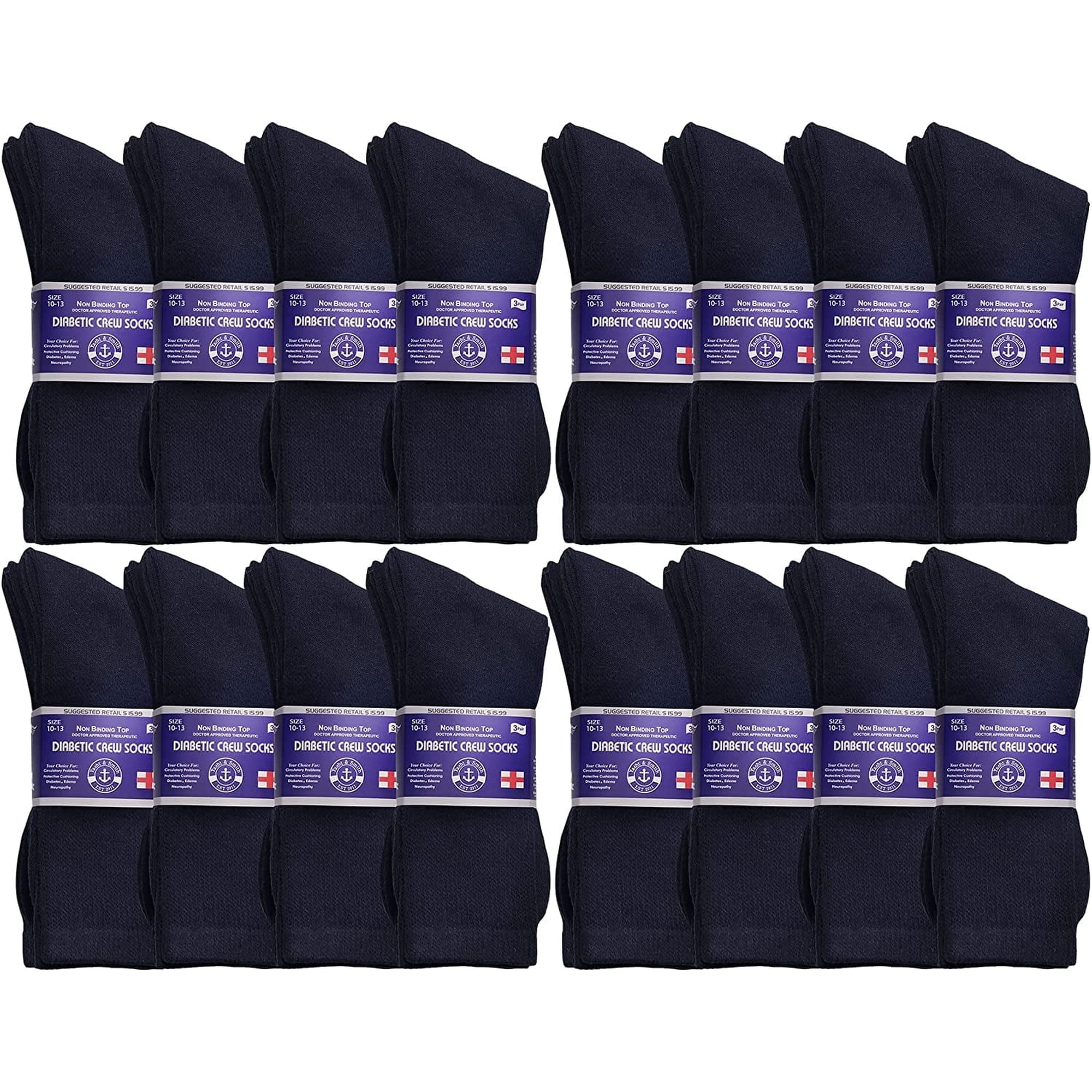 Yacht & Smith Wholesale Bulk Cotton Diabetic Crew And Ankle Socks, Loose Fit Top Non-Binding Medical Socks