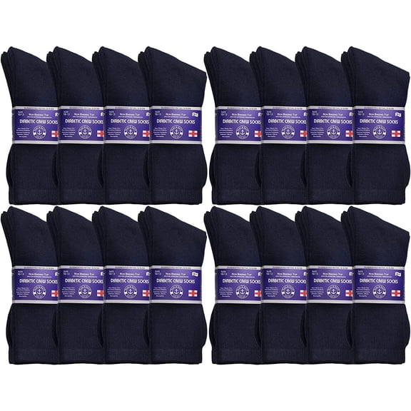 Yacht & Smith Wholesale Bulk Cotton Diabetic Crew And Ankle Socks, Loose Fit Top Non-Binding Medical Socks