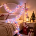 thumbnail image 6 of 16.4 ft Christmas Tinsel Garland with Light, Multicolor, Pastel Christmas Candy Decorations Prelit Tinsel Garland Battery Operated 50 LED Hanging for New Year Party Decor, 6 of 7