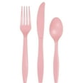 thumbnail image 2 of Cutlery Set Disposable Plastic Utensils 32 Spoons, 32 Forks & 32 Knives Silverware Flatware Set for Birthday Holiday Picnic Outdoor Party Celebration (Pink), 2 of 4