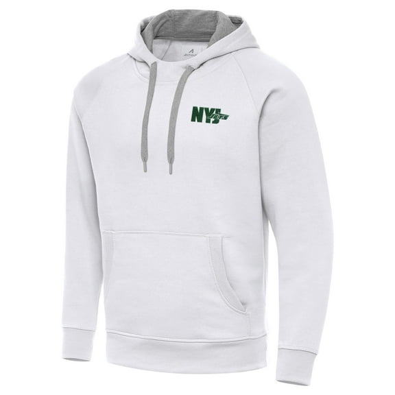 Men's Antigua White New York Jets Victory Pullover Hoodie