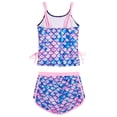 thumbnail image 5 of Byoo Big Girls UPF 50+ Quick Dry Tankini Set Side Drawstring Scale Print Beach Swimwear,Purple, 5 of 5