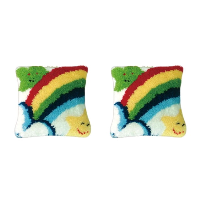 Inteprter Buena decoración con kits de fabricación de cojines con patrón de iris DIY, funda de cojín con patrón de iris ZD099, arcoíris ZD099 arcoiris azul 2Conjunto