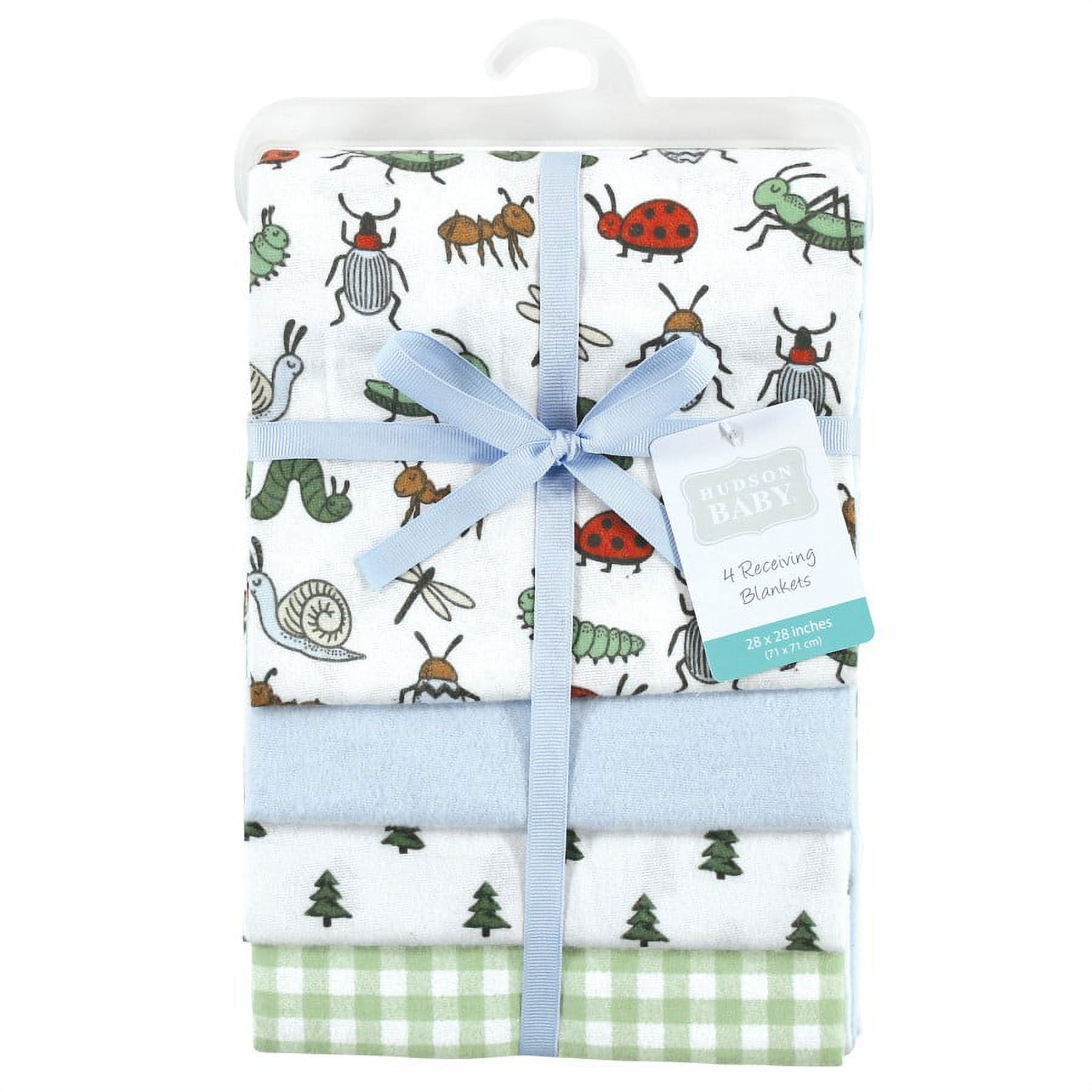 Hudson Baby Unisex Baby Cotton Poly Flannel Receiving Blankets, Bugs, One Size