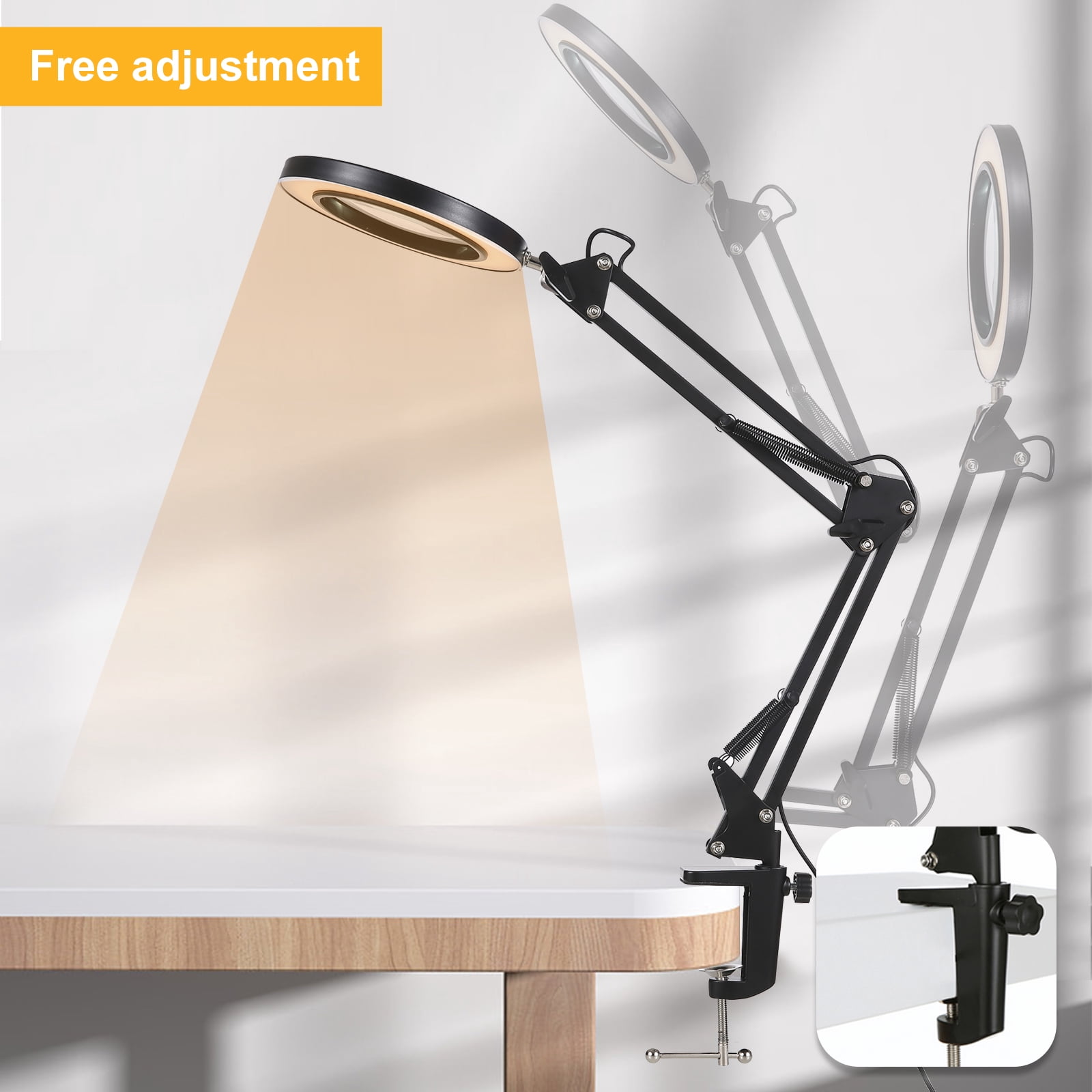 Desk lamp,Dimmable Leds 8x Arm Dimmable Clamp-on Table Lamp Color Modes 10 With 8x Arm 3 Color Modes Qahm Buzhi Huiop Dimmable L-eds 3