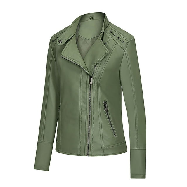 Pntutb, cárdigan de cuero con cremallera sólida a la moda para mujer, con bolsillo, abrigo corto, chaqueta, liquidación Pntutb Pntutb-327