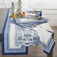 thumbnail image 3 of DII 14x108" Modern Cotton Porto Stripe Print Table Runner in Blue, 3 of 12