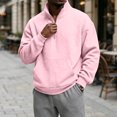 thumbnail image 2 of LRGSHF Men Loose Quarter Zip Stand Collar Pullover Sweatshirt, Solid Color Long‑Sleeve Top with Pocket, Fall Winter Warm Casual Sweatshirt for Men Daily Commute Street Wear, 2 of 7