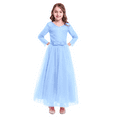 thumbnail image 6 of IBTOM CASTLE Little Big Girls Flower Vintage Floral Lace 3/4 Sleeves Floor Length Dress Wedding Party Evening Formal Pageant Dance Gown 5-6 Years Blue, 6 of 9