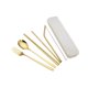 thumbnail image 2 of Set de cubiertos de acero inoxidable de 7 piezas con estuche • Tenedor, cuchara, palillos, 2 pajitas y cepillo • Chapado de titanio, portátil para acampada y viajes, 2 of 6