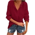 thumbnail image 1 of V Neck Tshirt Women Solid Color Tops Button V Neck T-Shirts Blouse V Neck Tops for Women V Neck T Shirts Women V Neck T Shirts for Women T Shirts for Women Fashion, 1 of 6
