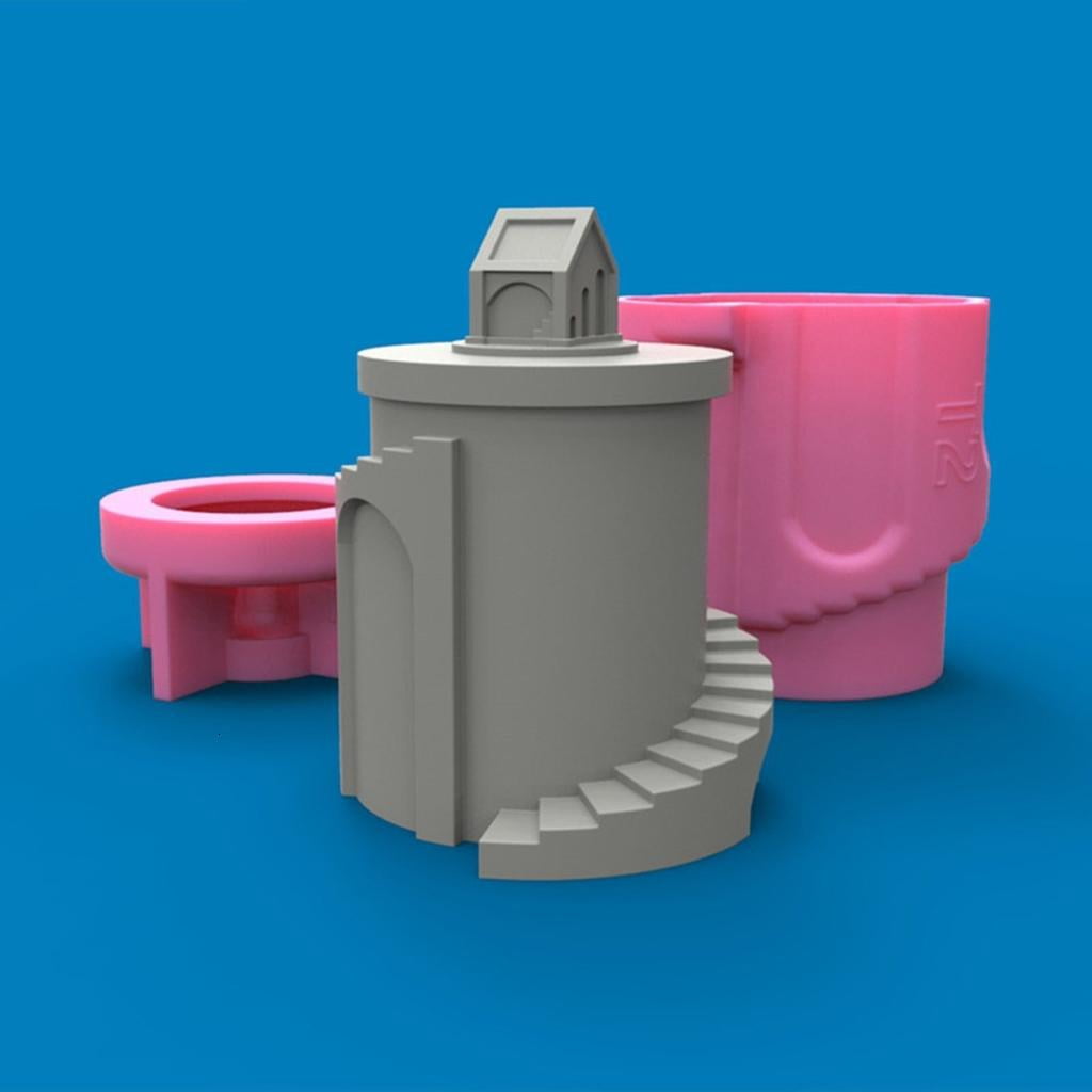 Osdhezcn DIY Castle Storage Box Silicone Mold with Lid 3D Concrete Casting Mold DIY Candle Holder Mold Flower Pot Making Supplies