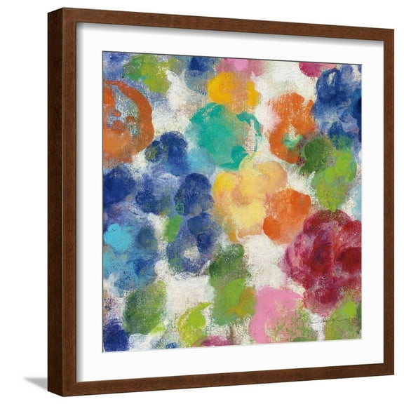 Art.com Hydrangea Bouquet I Square II Art Print by Silvia Vassileva, Brown Frame Wall Art, 21" x 21"