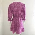 thumbnail image 3 of MORTTIC Women's Floral V-Neck Smocked Boho Flowy Mini Dress with Elastic Waist for Spring Summer Fall Purple，XL, 3 of 4