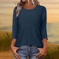 thumbnail image 2 of UAMVSH 3/4 Sleeve Tops for Women Comfy Crewneck Pleated Blouse Trendy Casual Loose Tee Shirts Spring Summer Clothes, 2 of 5