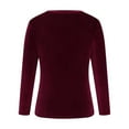 thumbnail image 6 of Lindreshi Long Sleeve Shirts for Women Fashion Women Comfortable Casual Solid Color Long Sleeve Round-Neck Blouses, 6 of 6