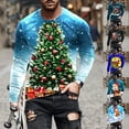 thumbnail image 5 of YanHoo Christmas Tree Tshirt Men Christmas 3D Tshirt Big and Tall Christmas Long Sleeve Tee Xmas Santa Novelty Christmas Holiday T-Shirt Men Christmas Gifts under 10, 5 of 5