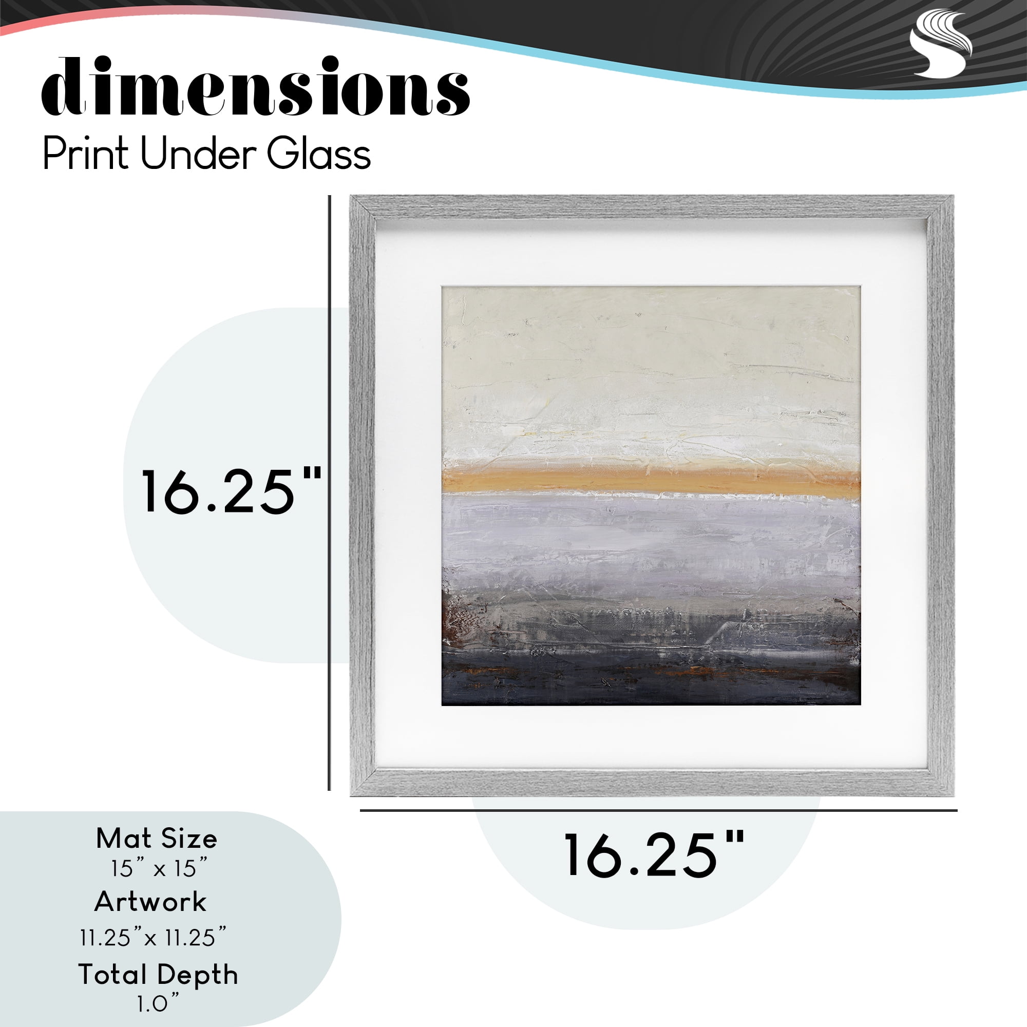 Warm Peachy Horizon Gray Framed Print Under Glass, design by Design Fabrikken