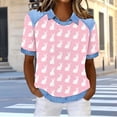 thumbnail image 5 of Mifsaly Waffle-Knit Easter Shirts for Women Floral and Cute Animal Printed T-Shirts Collared Short Sleeve Casual Tops Happy Festival Basic Tee XL, 5 of 6