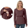 thumbnail image 2 of T-shirt de Maternité à Rayures Régulières pour Femmes, Manches Longues, Col Rond, Basique, Allaitement, 2 of 5
