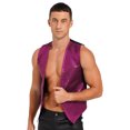 thumbnail image 2 of TiaoBug Men Sleeveless Sparkling Jazz Dance Vest Tops Button Waistcoat Disco Party Suit Clubwear Hot Pink 4XL, 2 of 7
