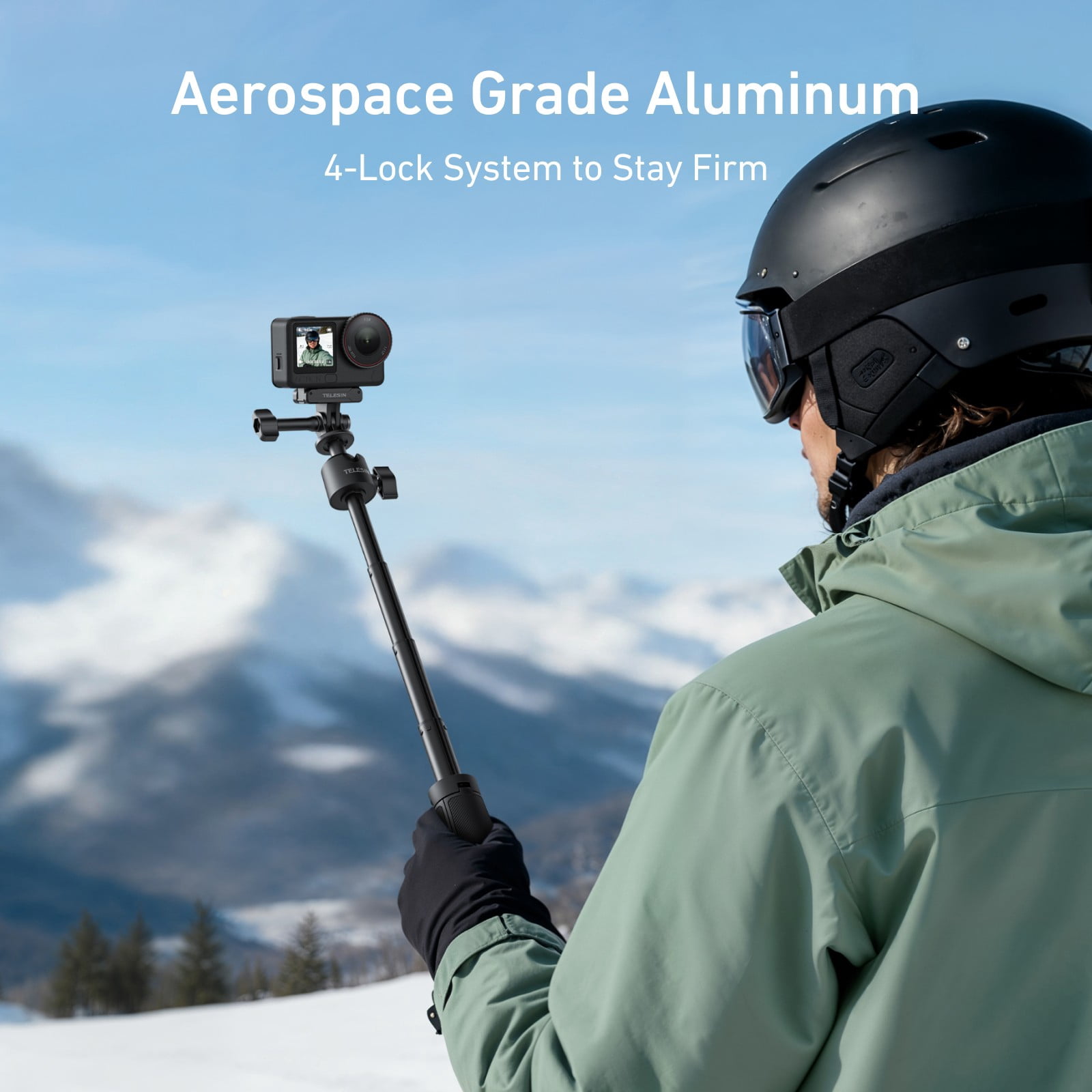 Mini Selfie Stick 3.0 is Compatible with Action Cameras, 2-in-1 Lightweight Selfie Stick & Tripod with 360° Ball Head for DJI Action, GoPro & Insta360