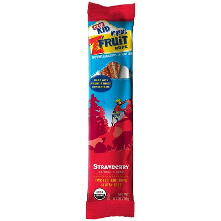 CLIF Kid Organic Z Twisted Fruit Snack, Strawberry, 0.7 Oz, 18 Ct