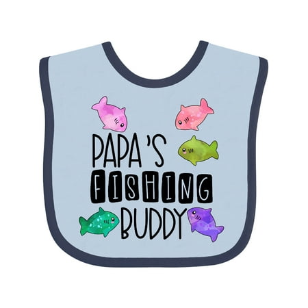 

Inktastic Papa s Fishing Buddy with Colorful Fish Gift Baby Boy or Baby Girl Bib