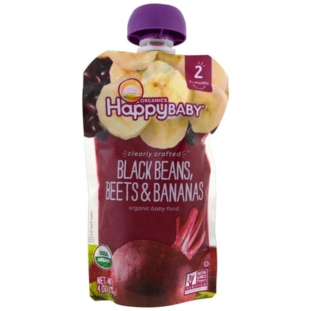 Nurture Inc. (Happy Baby), Organic Baby Food, Stage 2, Clearly Crafted, Black Beans, Beets & Bananas, 6+ Months, 4 oz(pack of 2)