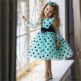 thumbnail image 2 of Aayomet Toddler Girl Dress Flower Girls Satin Tulle Princess Pageant Dress for Wedding Kids Pearls Prom Ball Gowns with Bow-Knot,Green 3-4 Years, 2 of 3