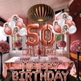 thumbnail image 3 of RV Decoración 50 cumpleaños oro rosa, cartel de feliz cumpleaños, globo de helio números 50 XXL, cortina con flecos de oro rosa, confeti de látex, decoración de números, confeti, niña y mujer oso de fresa Electrónica, 3 of 5
