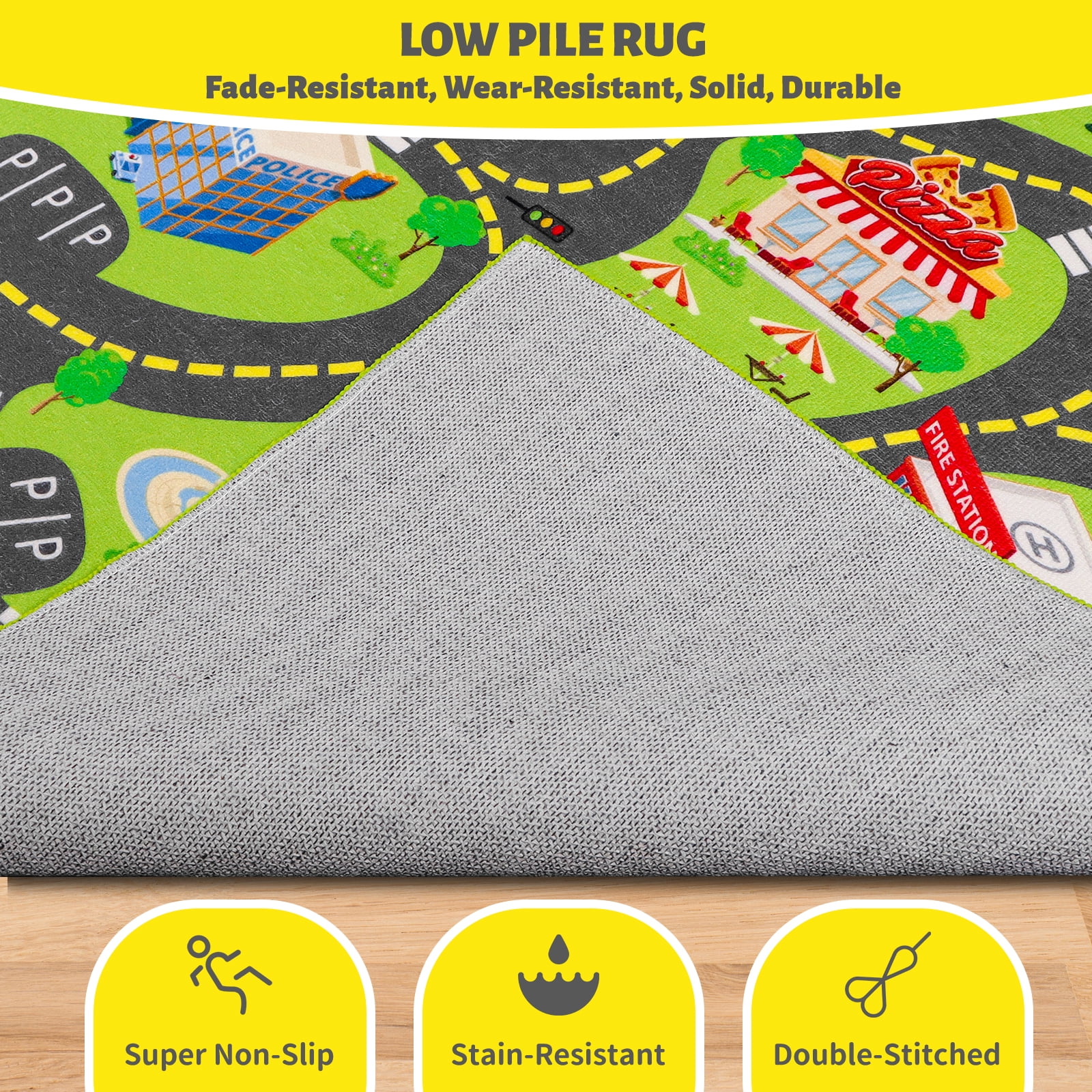 Kids Car Rug Play Mat, Kids Road Car Play Rug for Toy Cars, Educational Town City Map Carpet Vehicle Mat for Boy Playroom Bedroom, Non Slip Car Track Rugs for Kid Baby Children (78.7"X47.3", A)