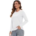 thumbnail image 3 of Camisa YUCOLEN para mujer, manga larga, cuello redondo, algodón blanco puro, L, 3 of 8
