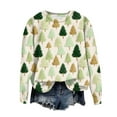 thumbnail image 4 of larppty Women's Ugly Christmas Sweaters Cute Christmas Tree Long Sleeve Crewneck Sweatshirts Casual Oversized Pullover Tops （Khaki, M）, 4 of 6