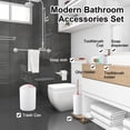 thumbnail image 7 of iMucci 8 Pieces White Bathroom Accessories Sets - Trash Can with Swing Lid, Soap Dispenser, Self Draining Soap Dish, Toilet Brush with Holder, Toothbrush Holder, Mouthwash Cup, Qtip Holder Dispensers, 7 of 7