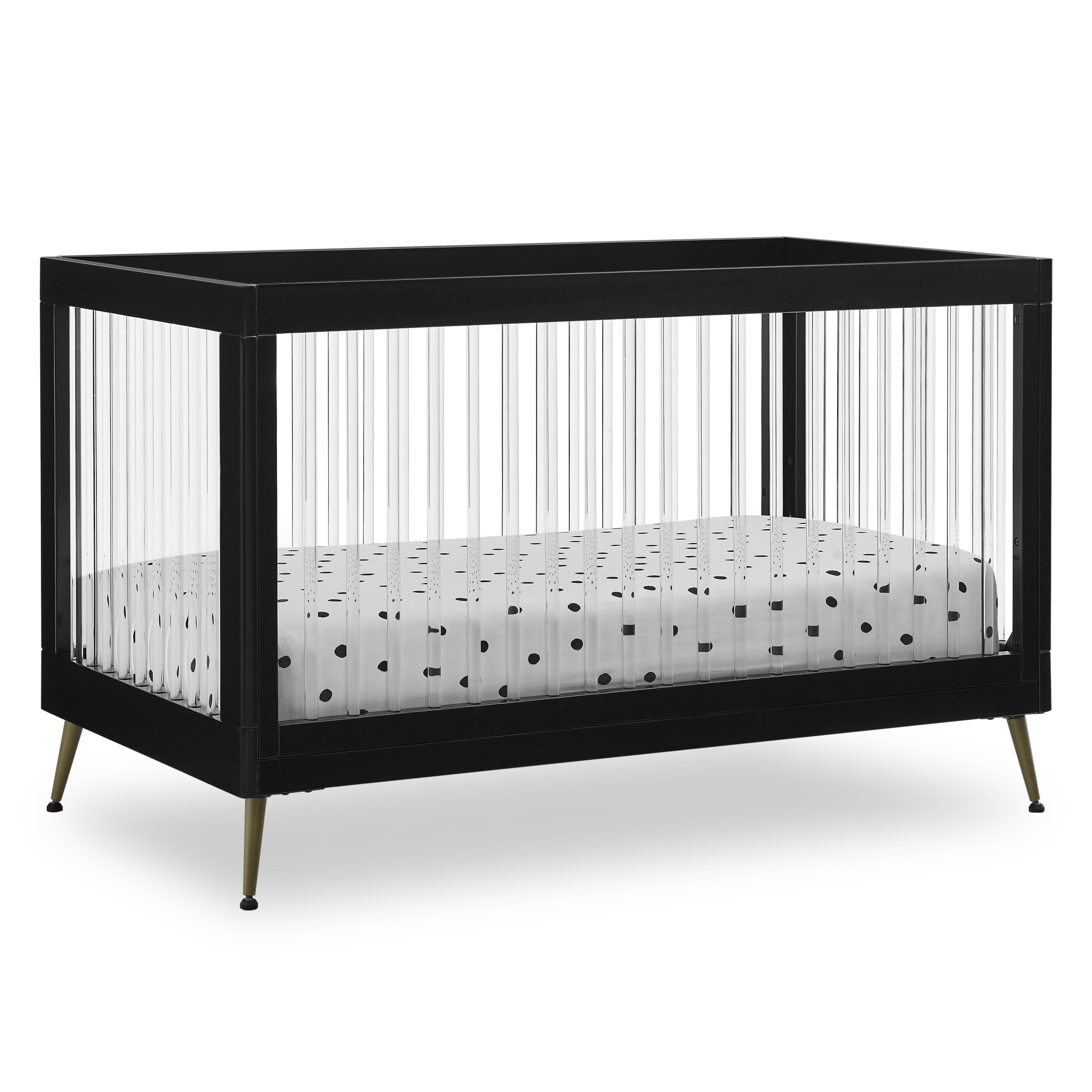 Delta Children Sloane 4-in-1 Acrylic Convertible Crib - Greenguard Gold Certified, Black/Bronze