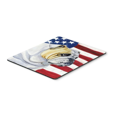 USA American Flag with English Bulldog Mouse Pad, Hot Pad or Trivet
