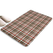Red and Green Christmas Plaid Flannel Non Slip Door Rugs,Washable Door Mats Indoor,Decorative Door Mats,Dirt-Resistant and Absorbent Doormat for Entrance,Bedroom,Kitchen,Bathroom,23.5"x16"