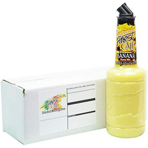 Finest Call Premium Banana Puree Drink Mix, 1 Liter Bottle (33.8 Fl Oz), Individually Boxed