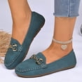 thumbnail image 6 of Women's Loafers Wide Width, French Style Suede Metal Chain Flats for Women, Soft Sole Slip-On Casual Shoes, Brown/Teal/Red/Multi-Color, 6 of 8