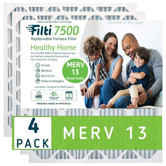 Filti 7500 Filtre à Air Plissé pour Maison HVAC 20x30x1 MERV 13 (Lot de 4)