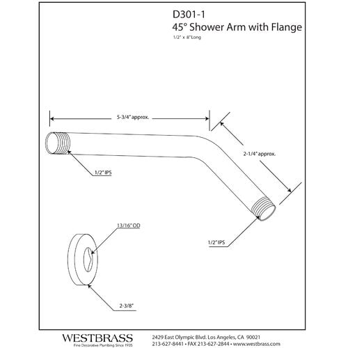 Westbrass Shower Arm