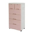 thumbnail image 6 of YIYIBYUS Plastic Storage Closet Cabinet 6 Drawers with Wheels, 50x35x102cm, Pink, 6 of 9